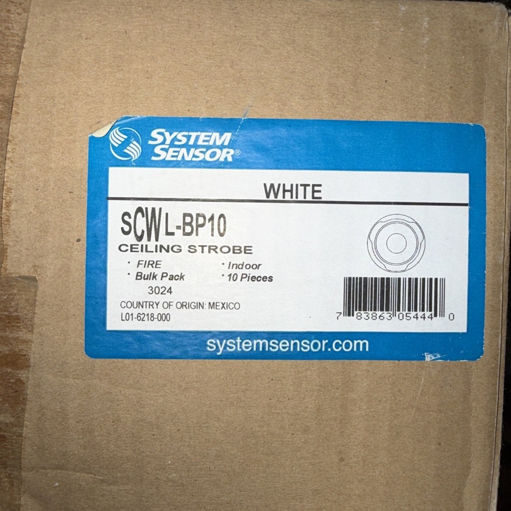 System Sensor SCWL-BP10 Ceiling Strobe Fire Alarm Indoor 2-Wire Clear Len White